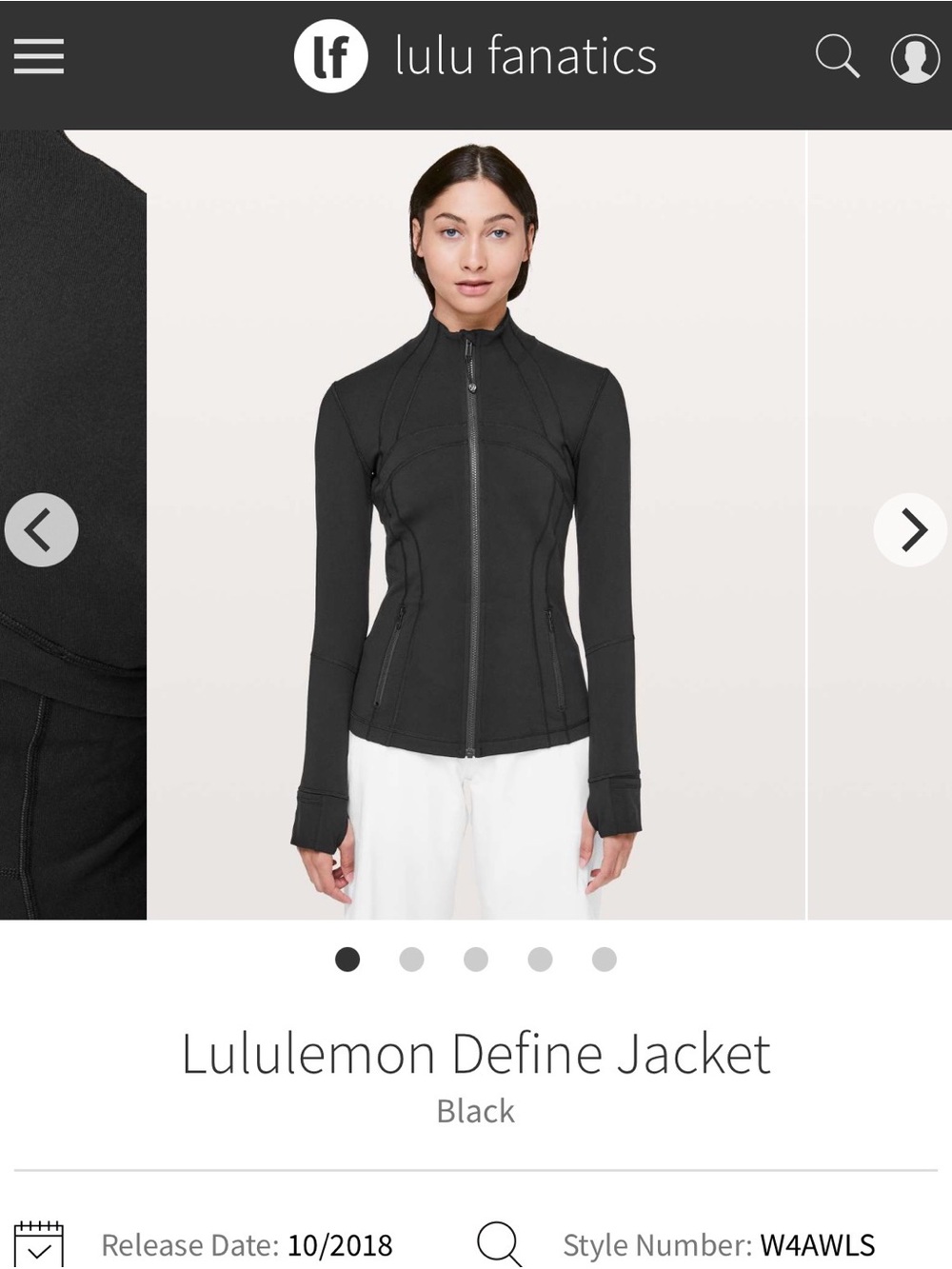 Lululemon Black Define Jacket Sz 12 Full Zip